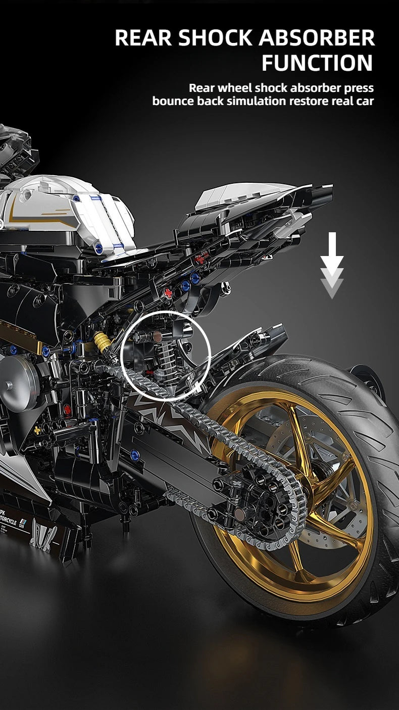 TOYLINX 2045PCS Motorcycle Building Block Set – Alloy Racing Bike Model for Kids & Adults