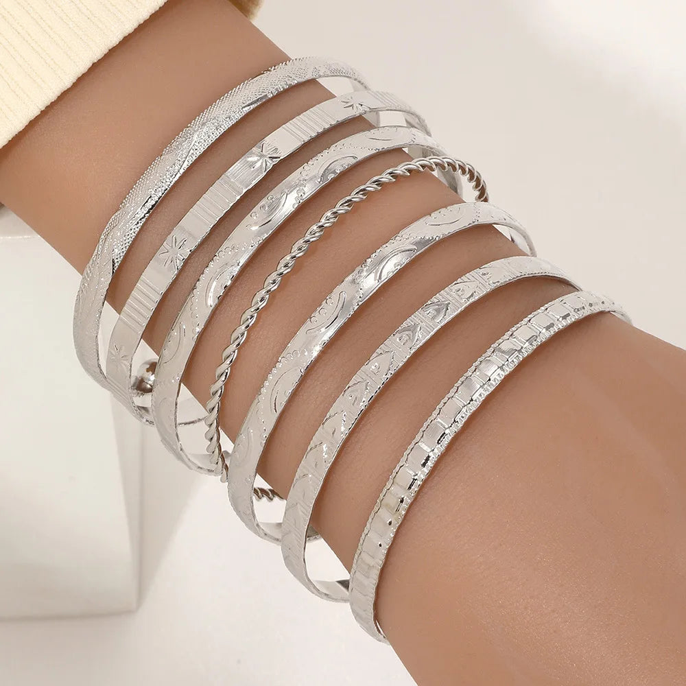 Golden Edge – SET DI 7 BRACCIALI PUNK RETRO IN ORO LUCIDO