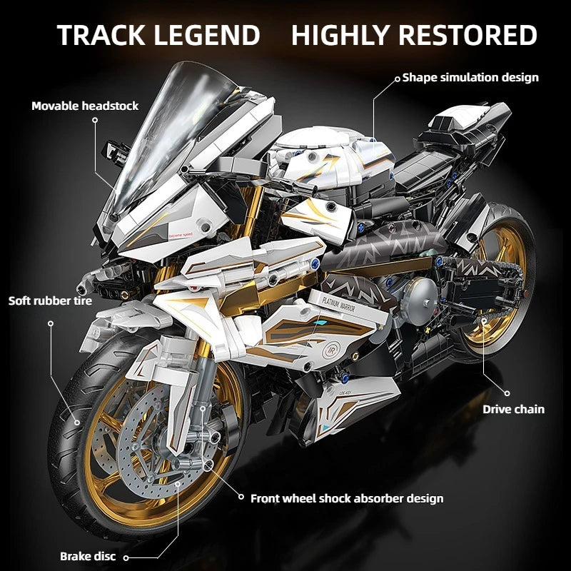 TOYLINX 2045PCS Motorcycle Building Block Set – Alloy Racing Bike Model for Kids & Adults