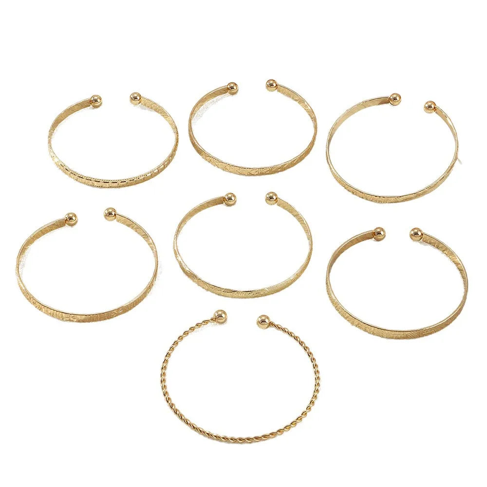Golden Edge – SET DI 7 BRACCIALI PUNK RETRO IN ORO LUCIDO