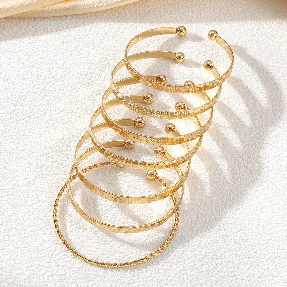 Golden Edge – SET DI 7 BRACCIALI PUNK RETRO IN ORO LUCIDO