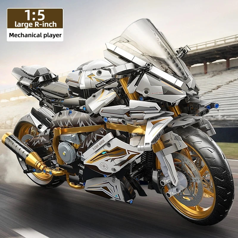 TOYLINX 2045PCS Motorcycle Building Block Set – Alloy Racing Bike Model for Kids & Adults