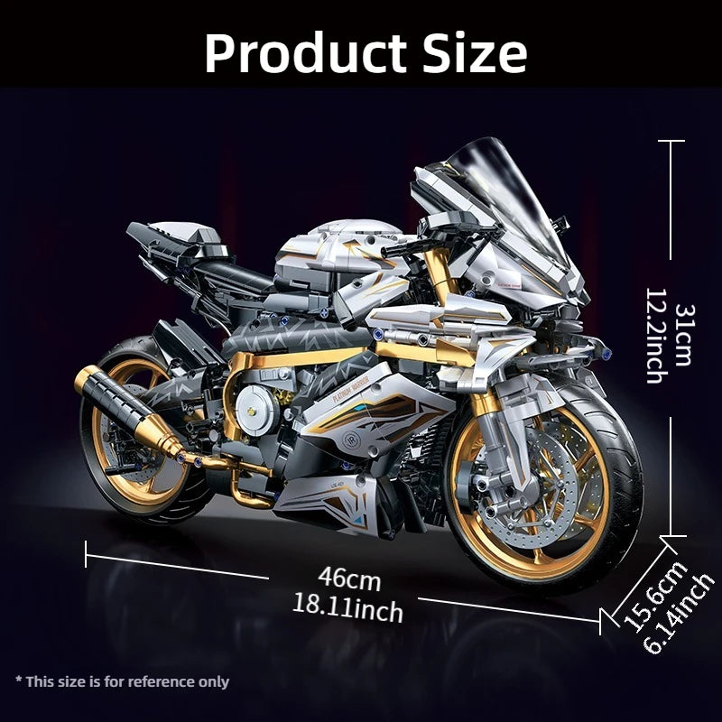 TOYLINX 2045PCS Motorcycle Building Block Set – Alloy Racing Bike Model for Kids & Adults