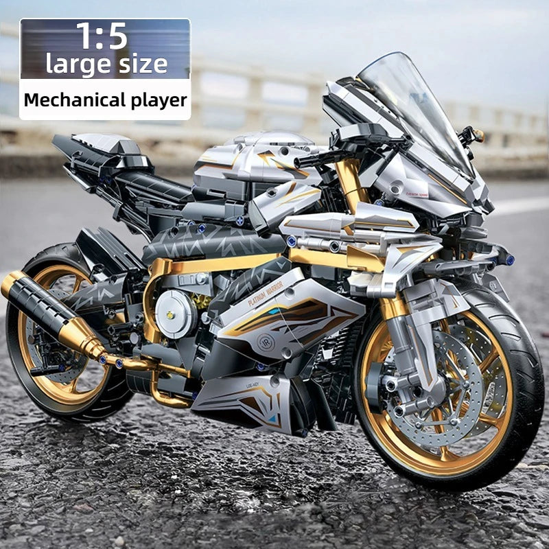 TOYLINX 2045PCS Motorcycle Building Block Set – Alloy Racing Bike Model for Kids & Adults