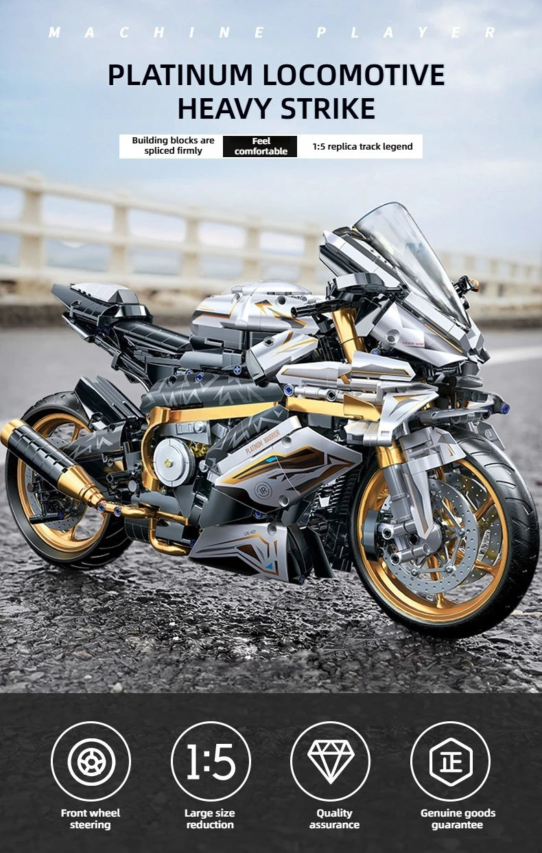 TOYLINX 2045PCS Motorcycle Building Block Set – Alloy Racing Bike Model for Kids & Adults