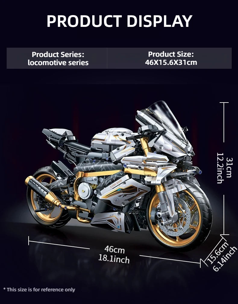 TOYLINX 2045PCS Motorcycle Building Block Set – Alloy Racing Bike Model for Kids & Adults